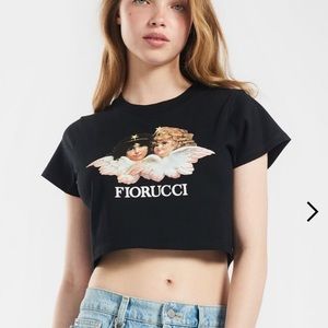 Fiorucci Angels Crop T-Shirt Black - Size M